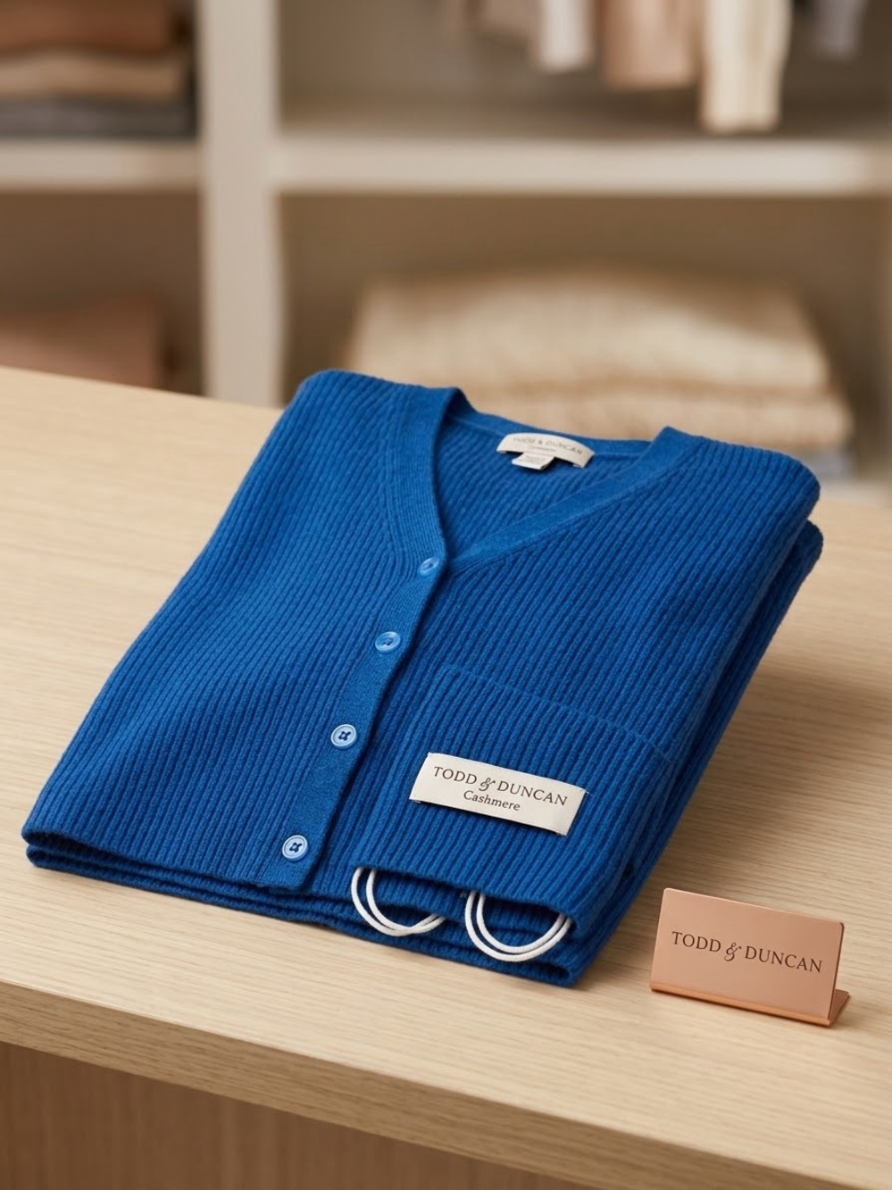 Cashmere V-Neck Cardigan in Bright Blue